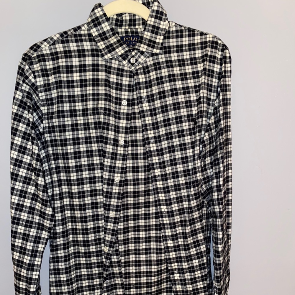 Men's Slim Fit Twill Pony Logo Button-Down Shirt